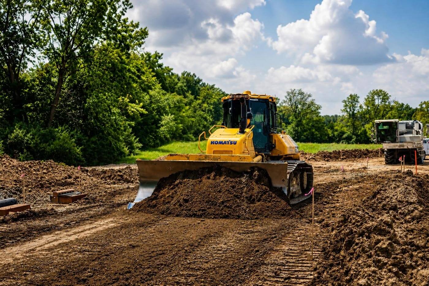 Bulldozer grading a construction site